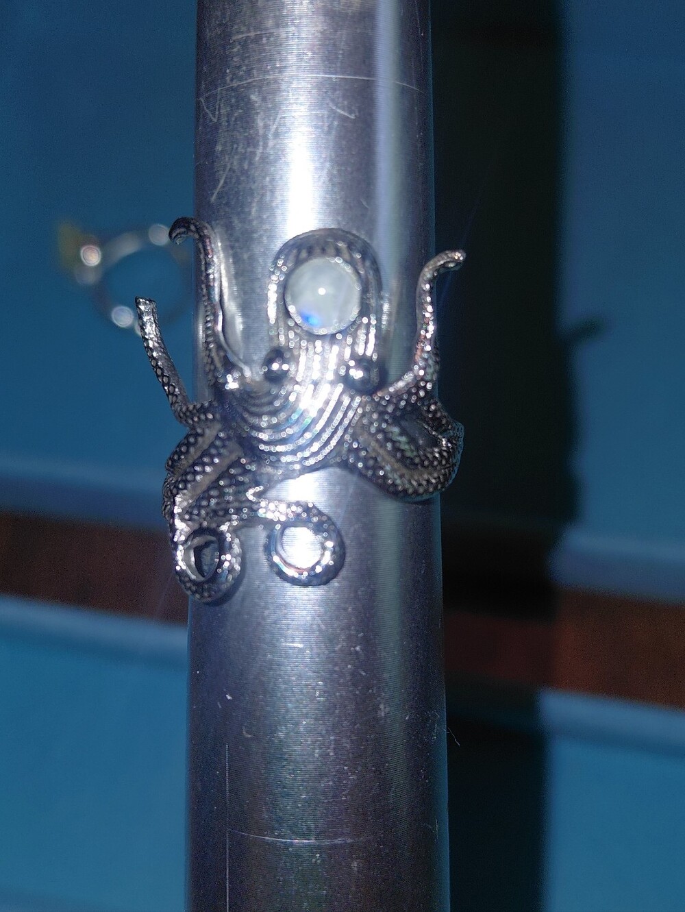 Sterling Silver Octopus Ring with Moonstone Accent - Picture 13 of 14